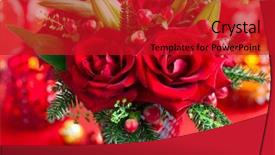  Presentation with flower candles - Beautiful presentation theme featuring christmas table decoration with flowers backdrop and a crimson colored foreground
