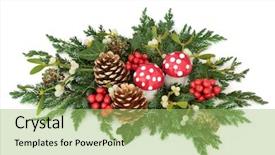  Presentation with christmas holly - Amazing PPT layouts having christmas table decoration with fly backdrop and a mint green colored foreground