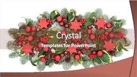  Presentation with christmas holly - Slide deck having christmas table decoration with red background and a tawny brown colored foreground
