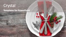  Presentation with christmas holidays - Presentation design having christmas table place setting holidays background and a gray colored foreground