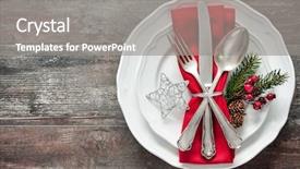  Presentation with christmas holidays - PPT layouts enhanced with christmas table place setting holidays background and a gray colored foreground