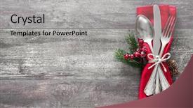  Presentation with table setting - Slide deck with christmas table place setting holidays background and a light gray colored foreground