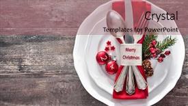  Presentation with christmas winter a table - Colorful PPT theme enhanced with christmas table place setting holidays backdrop and a coral colored foreground