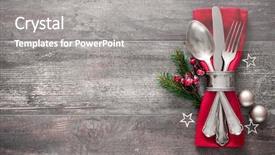  Presentation with christmas play - Audience pleasing slide deck consisting of christmas table place setting holidays backdrop and a gray colored foreground