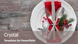  Presentation with table setting - Slide deck having christmas table place setting holidays background and a gray colored foreground