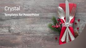  Presentation with christmas winter a table - Slide deck enhanced with christmas table place setting holidays background and a gray colored foreground