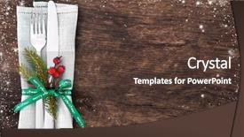  Presentation with table setting - Slide deck having christmas table place setting background and a tawny brown colored foreground
