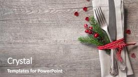  Presentation with christmas food - Presentation consisting of christmas table place setting background and a gray colored foreground
