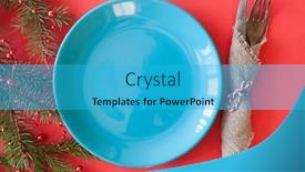  Presentation with elegant light blue - Slides having christmas-table-setting-from-above background and a teal colored foreground