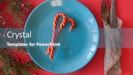  Presentation with elegant light blue - Colorful PPT theme enhanced with christmas-table-setting-from-above backdrop and a teal colored foreground