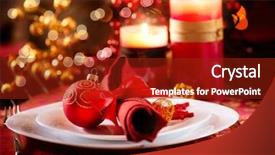  Presentation with table setting - Presentation having christmas table setting holiday decorations background and a crimson colored foreground