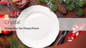  Presentation with mulled wine - Presentation design consisting of christmas-table-setting-with-empty background and a sky blue colored foreground