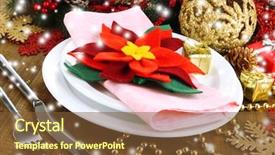  Presentation with table setting - PPT layouts enhanced with christmas table setting with festive background and a tawny brown colored foreground