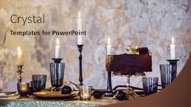  Presentation with christmas chocolate - Audience pleasing presentation design consisting of christmas-table-with-chocolate-cake backdrop and a mint green colored foreground