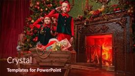 Presentation with elves - PPT theme featuring christmas-tale-cute-little-elves background and a tawny brown colored foreground