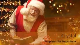  Presentation with christmas lights - Slide set enhanced with christmas-tale-joyful-kind-santa background and a crimson colored foreground