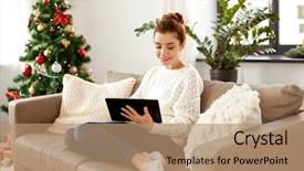  Presentation with kittens christmas holiday red christmas - Beautiful PPT theme featuring christmas technology people and holidays backdrop and a  colored foreground