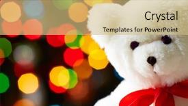  Presentation with toy - Cool new PPT theme with christmas teddy - image of white soft toy backdrop and a yellow colored foreground