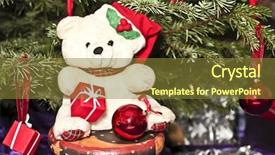  Presentation with teddy bear - Presentation theme with christmas teddy bear with gifts background and a tawny brown colored foreground