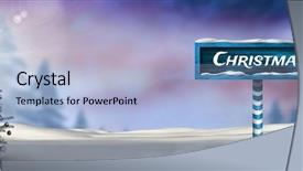  Presentation with winter landscape winter tree - Cool new slides with christmas text on wooden signpost backdrop and a light blue colored foreground