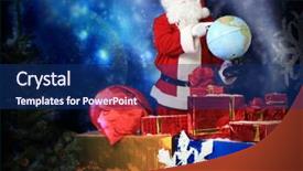  Presentation with theme - Beautiful presentation design featuring christmas theme santa gifts snowy backdrop and a navy blue colored foreground