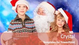  Presentation with children design - Audience pleasing presentation design consisting of christmas theme santa gifts snowy backdrop and a coral colored foreground
