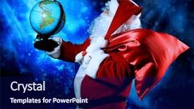  Presentation with theme - Presentation theme with christmas theme santa gifts snowy background and a navy blue colored foreground