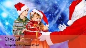  Presentation with children design - Slide deck with christmas theme santa gifts snowy background and a red colored foreground