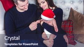  Presentation with baby christmas - Beautiful slide set featuring christmas time happy beautiful family with baby sit on the sofa backdrop and a navy blue colored foreground