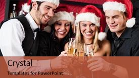  Presentation with christmas party - Cool new presentation theme with christmas toasting party cheerful young backdrop and a red colored foreground