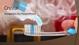  Presentation with everyone - PPT theme consisting of christmas tooth brushing and oral background and a coral colored foreground