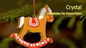  Presentation with horse - Audience pleasing PPT layouts consisting of christmas toy rocking horse backdrop and a tawny brown colored foreground