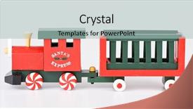  Presentation with white christmas - Presentation design enhanced with christmas toy train decoration isolated background and a  colored foreground