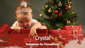  Presentation with cow cute - Amazing slide set having christmas toys - cute little girl with presents backdrop and a  colored foreground