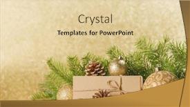  Presentation with glitter - Cool new PPT theme with christmas toys decorations present gift box wrapped in kraft paper on golden glitter background copy space backdrop and a lemonade colored foreground