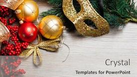  Presentation with holly - Slide deck with christmas toys with spruce and european holly background and a light gray colored foreground