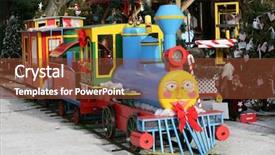  Presentation with station - Slides with christmas train coming into the station background and a tawny brown colored foreground