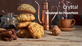  Presentation with new year card - Beautiful theme featuring christmas-treat-with-cookies-hot backdrop and a tawny brown colored foreground