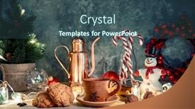  Presentation with cookies christmas - Audience pleasing PPT theme consisting of christmas-treat-with-hot-coffee backdrop and a ocean colored foreground