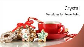  Presentation with delicious christmas cookies - Beautiful theme featuring christmas treats with cup backdrop and a white colored foreground