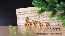 Presentation with treble clef - Colorful slide set enhanced with christmas treble clef and music backdrop and a coral colored foreground