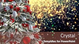  Presentation with luminous - Audience pleasing PPT theme consisting of christmas-tree-against-a-glittery backdrop and a tawny brown colored foreground