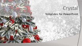  Presentation with luminous - PPT theme with christmas-tree-against-a-glittery background and a light gray colored foreground