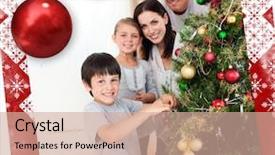  Presentation with family tree - Amazing presentation theme having christmas tree against christmas theme backdrop and a  colored foreground