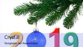  Presentation with white christmas - Theme consisting of christmas tree and 2019 isolated background and a light blue colored foreground