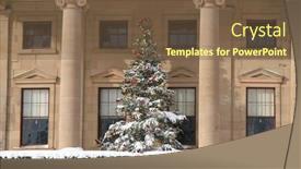  Presentation with christmas tree - Slide deck having christmas-tree-and-decorations-plus background and a tawny brown colored foreground