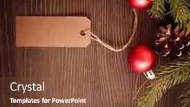  Presentation with labels - Amazing theme having christmas tree and decorations on wooden background paper for labels backdrop and a tawny brown colored foreground