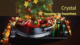  Presentation with led lights - PPT theme featuring christmas-tree-and-festive-turntable background and a tawny brown colored foreground