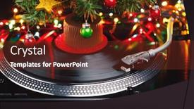  Presentation with led lights - Slide deck enhanced with christmas-tree-and-festive-turntable background and a tawny brown colored foreground