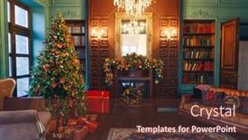  Presentation with christmas tree - PPT layouts enhanced with christmas-tree-and-gifts background and a tawny brown colored foreground